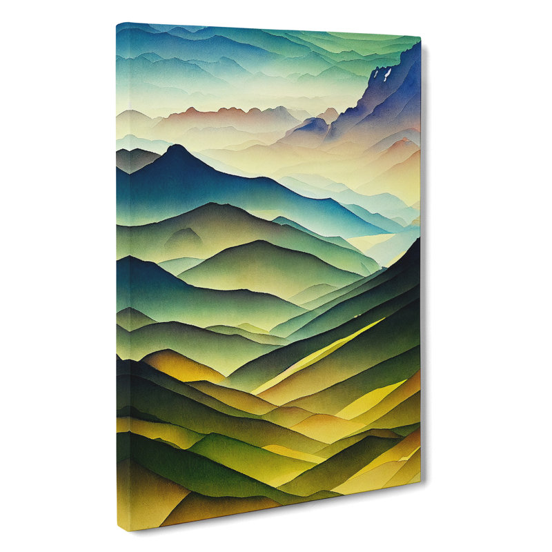 Watercolour Meadow Landscape No.2 - Wrapped Canvas, 50cm H x 35cm W x 3cm D