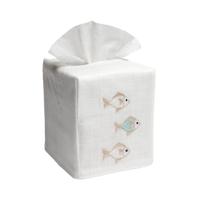 Couvre-boîte de mouchoirs School of Fish, Turquoise / beige