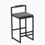 Tabourets de bar rembourrés de velours à hauteur de comptoir pour îlot de cuisine, ensemble de 2 chaises de salle à manger modernes avec repose-pieds et dossier (noir et gris)-1541939886