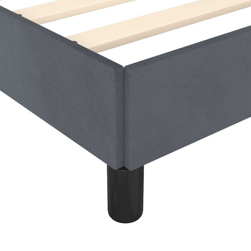 Yaziel Bed, Velvet Upholstered Platform Bed, No Mattress, Twin, Dark Gray