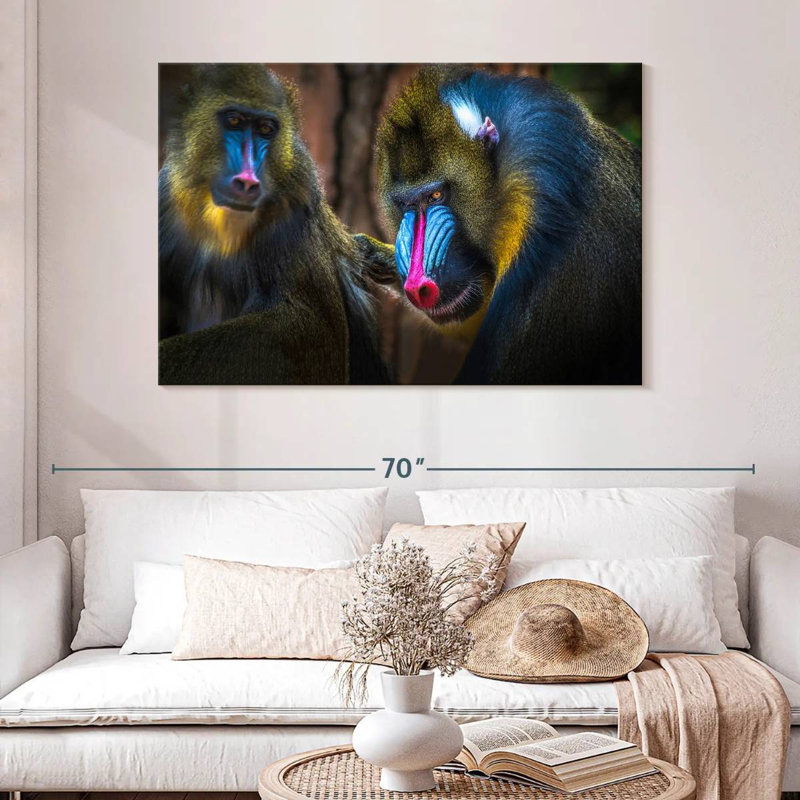 Two Mandrill Monkeys, 32" H x 48" W