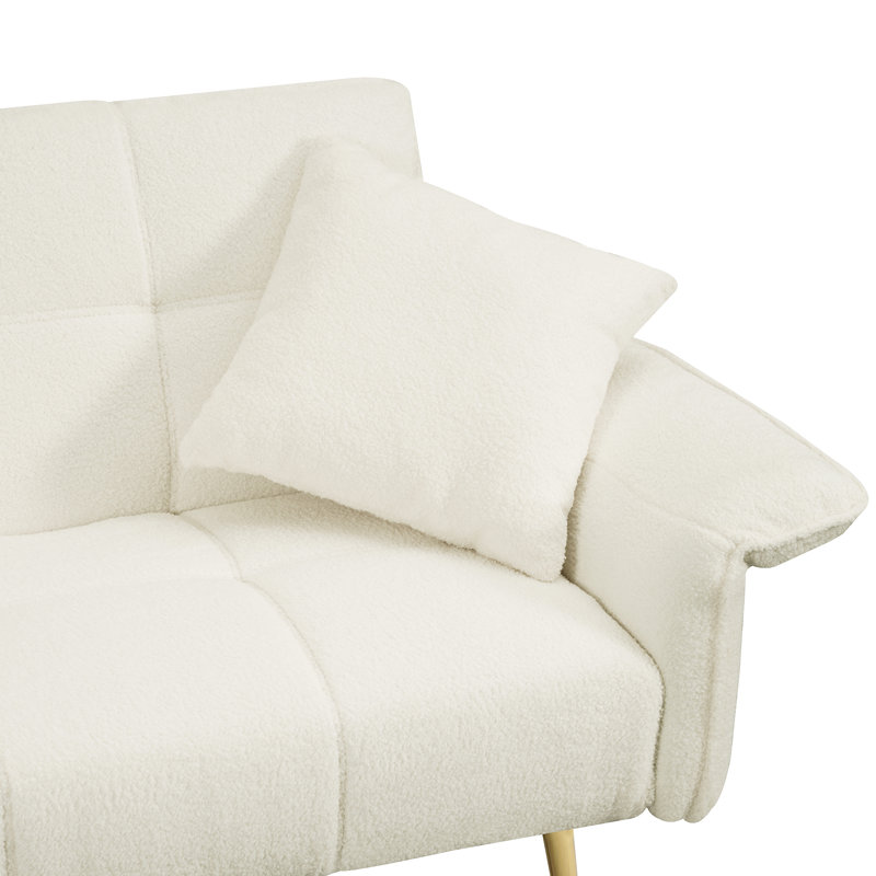 Emerence Modern 70" Teddy Velvet Sofa Soft Cushion Couch with Two Throw Pillows for Living Room and Office