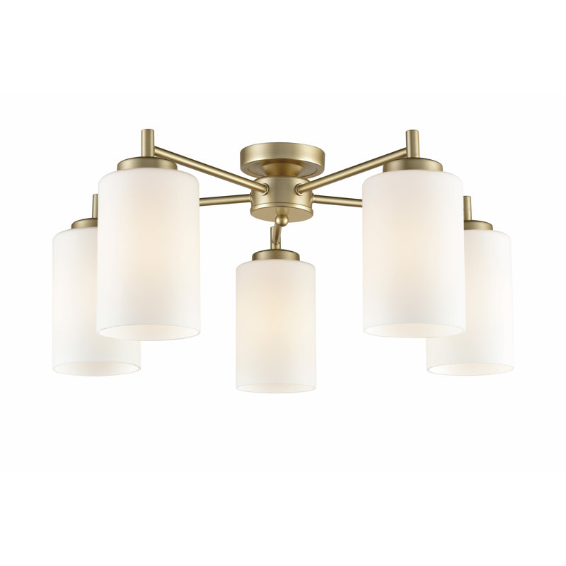 Marcina Glass Flush Mount, Non-Energy Efficient, Nickel
