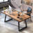 Brown+Black Rectangular Solid Wood+Iron desk-1235250446