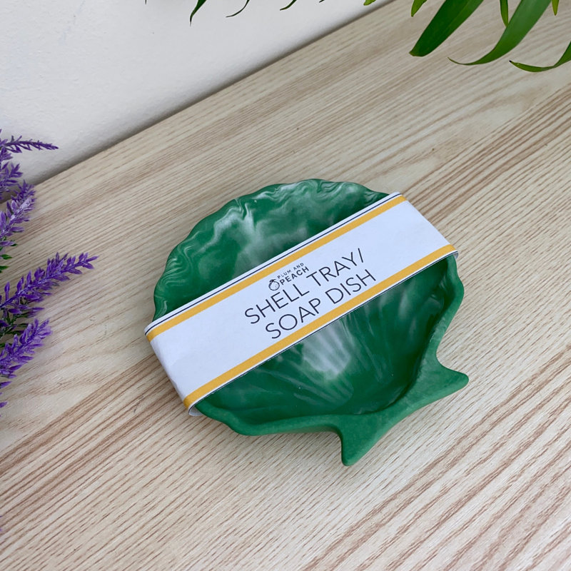 Shell Trinket Tray/ Soap Dish, Green