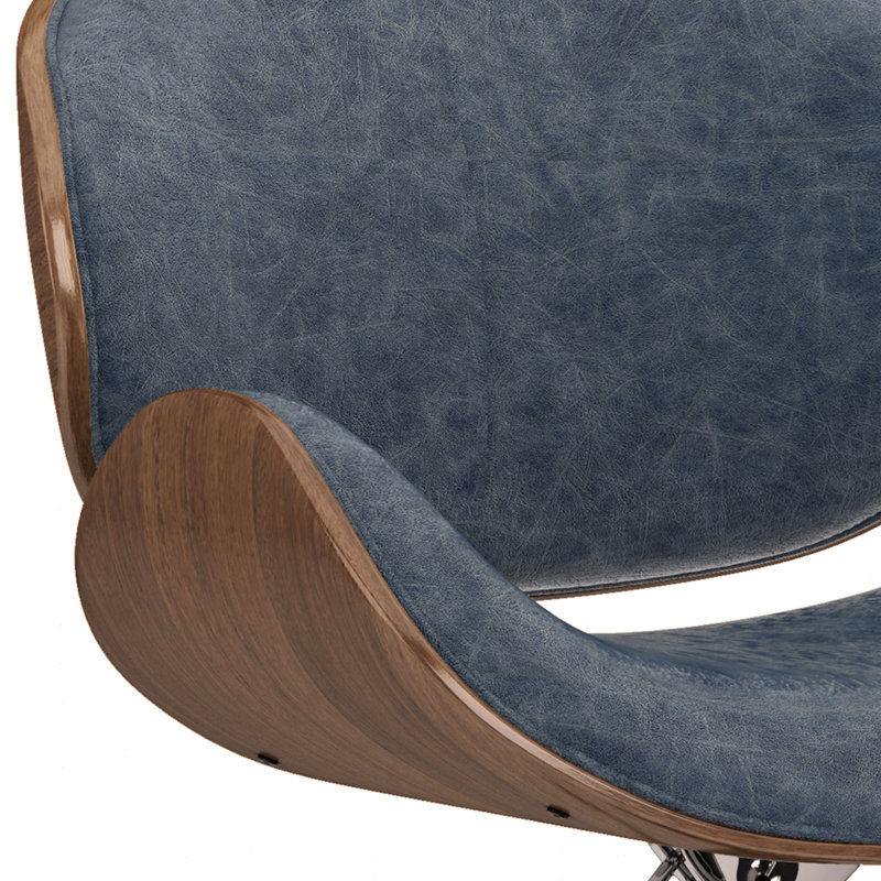 Bentwood Adjustable Swivel Bar Stool , Brown, Blue