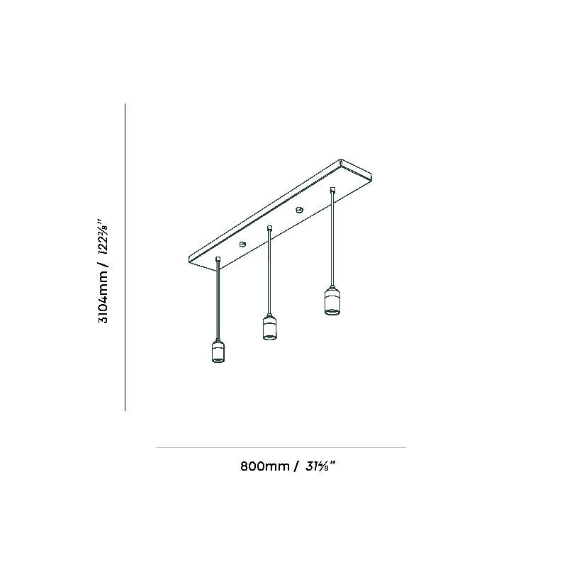 Linear Triple Pendant With Brass