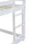 Lit simple superposé au sol en bois d'hévéa simple avec échelle, garde-corps, lit superposé en forme de maison, blanc