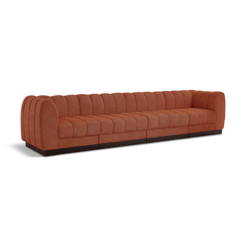 Quinn 133" Upholstered Sofa, Cognac Chenille Fabric