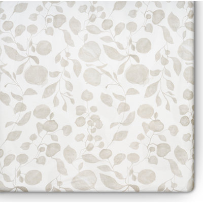 Beige Leaf - Turkish Cotton Jersey, 300 Thread Count, Standard Fitted Crib Sheet