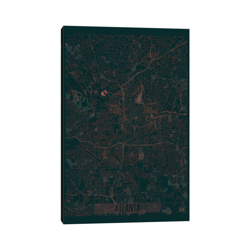 Atlanta Infrared Urban Blueprint Map by Hubert Roguski - Wrapped Canvas Print, 20.32 cm H x 30.48 cm W