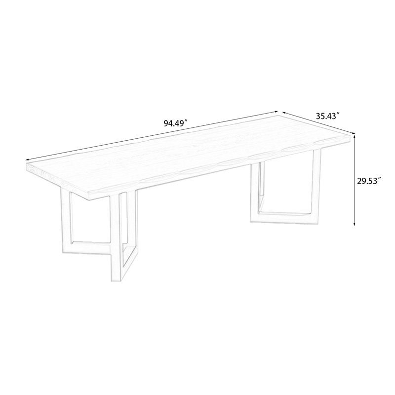 Table de salle à manger rectangulaire en bois massif Nut-Brown, H 29,53 po x L 94,49 po x l 35,43 po