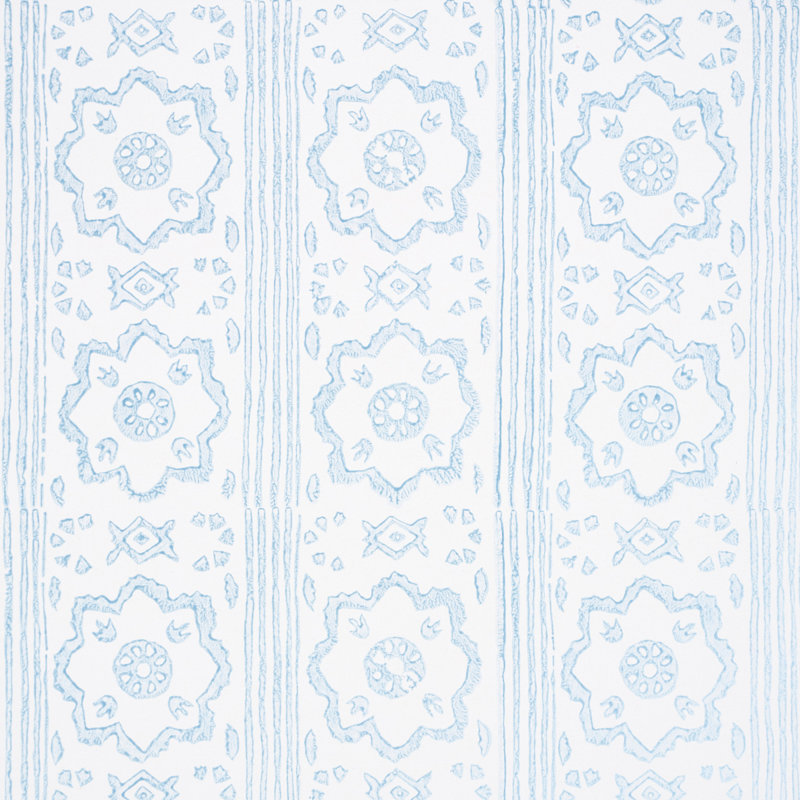 Sunda Hand Blocked Print Wallpaper, Sky