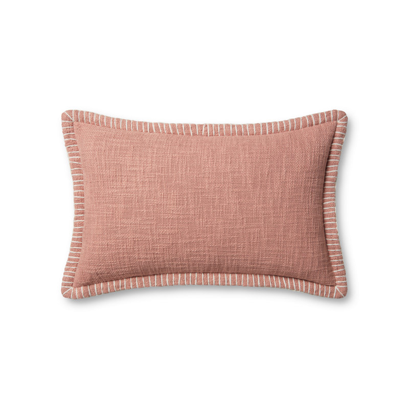 Coussin Fernande, Rose, Polyester/ Bourre en polyester, H 13 po x l 21 po x P 6 po
