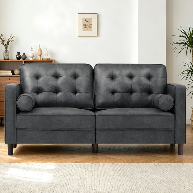 Canapé moderne en suède 66 po, Gris