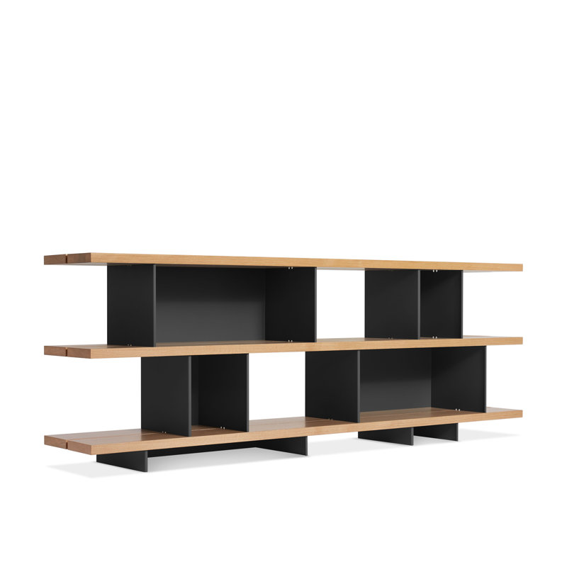 Happy Day Bookcase, (3 Shelves) 29" H x 81" W x 14" D, White Oak/Oblivion	
