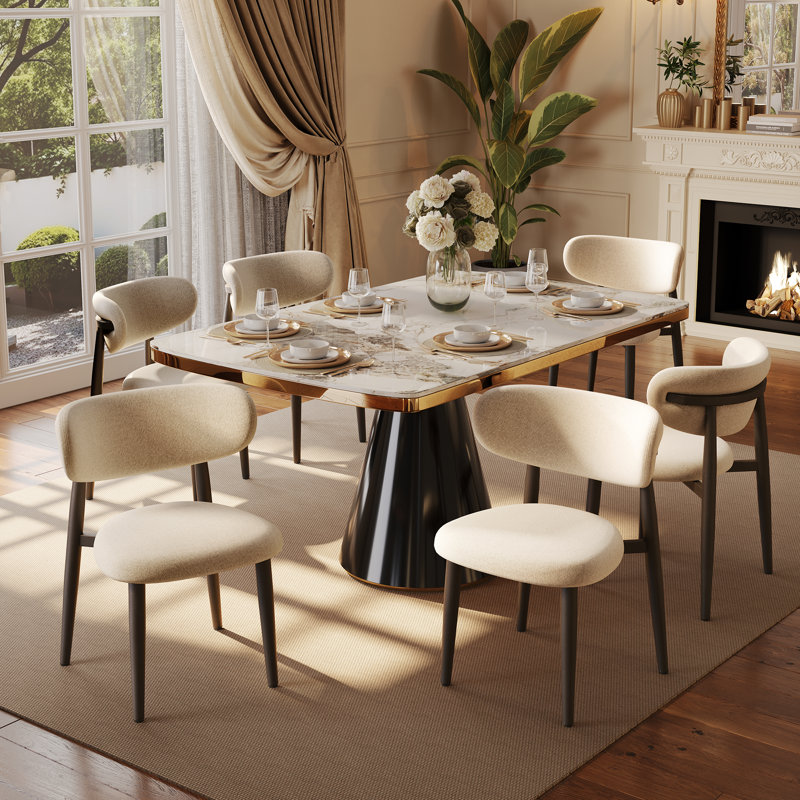 Upholstered Metal Frame Dining Chair (Set of 2) - Beige Side Chair, Beige