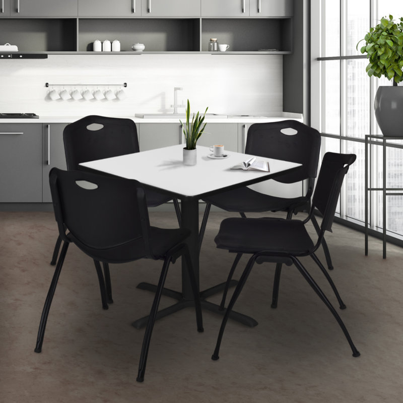 Table de salle à manger Regency Cain, H 29 po x L 30 po x P 30 po, Blanc / noir, Blanc