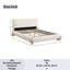 Lit tapissier luxueux avec structure en bois massif, lit plateforme moderne avec pieds et support à 12 lattes-486325332