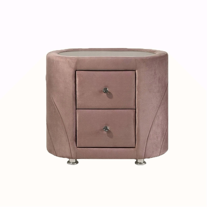Velvet Upholstered Nightstand With 2 Drawers