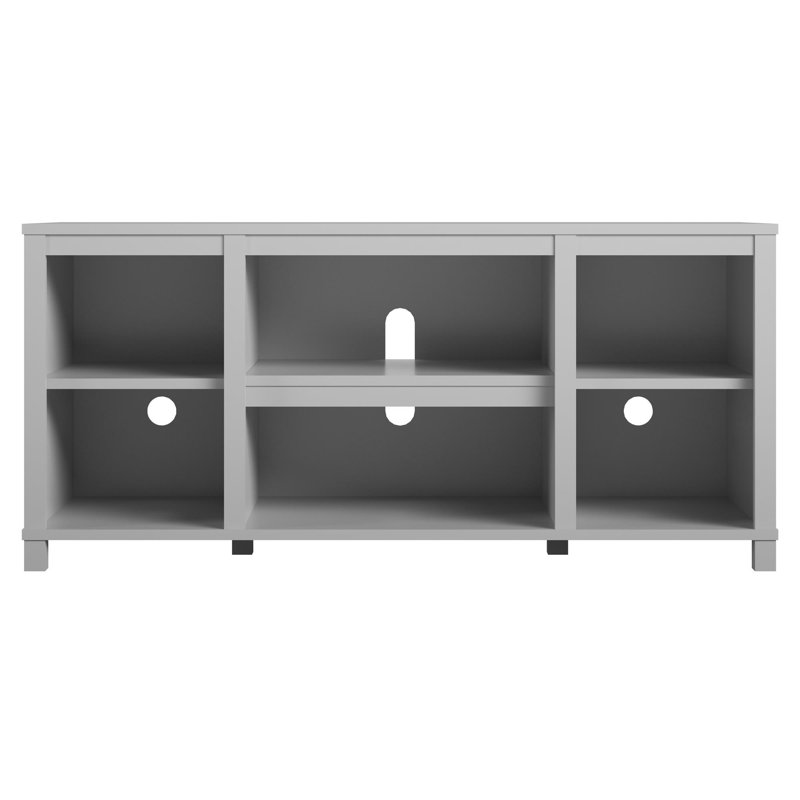 Dove Gray 6-Shelf TV Stand with Cabinet for 50" TVs