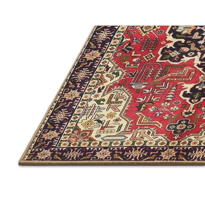 Tapis traditionnel mehroon/noir/crème, Rectangle 4 pi x 6 pi