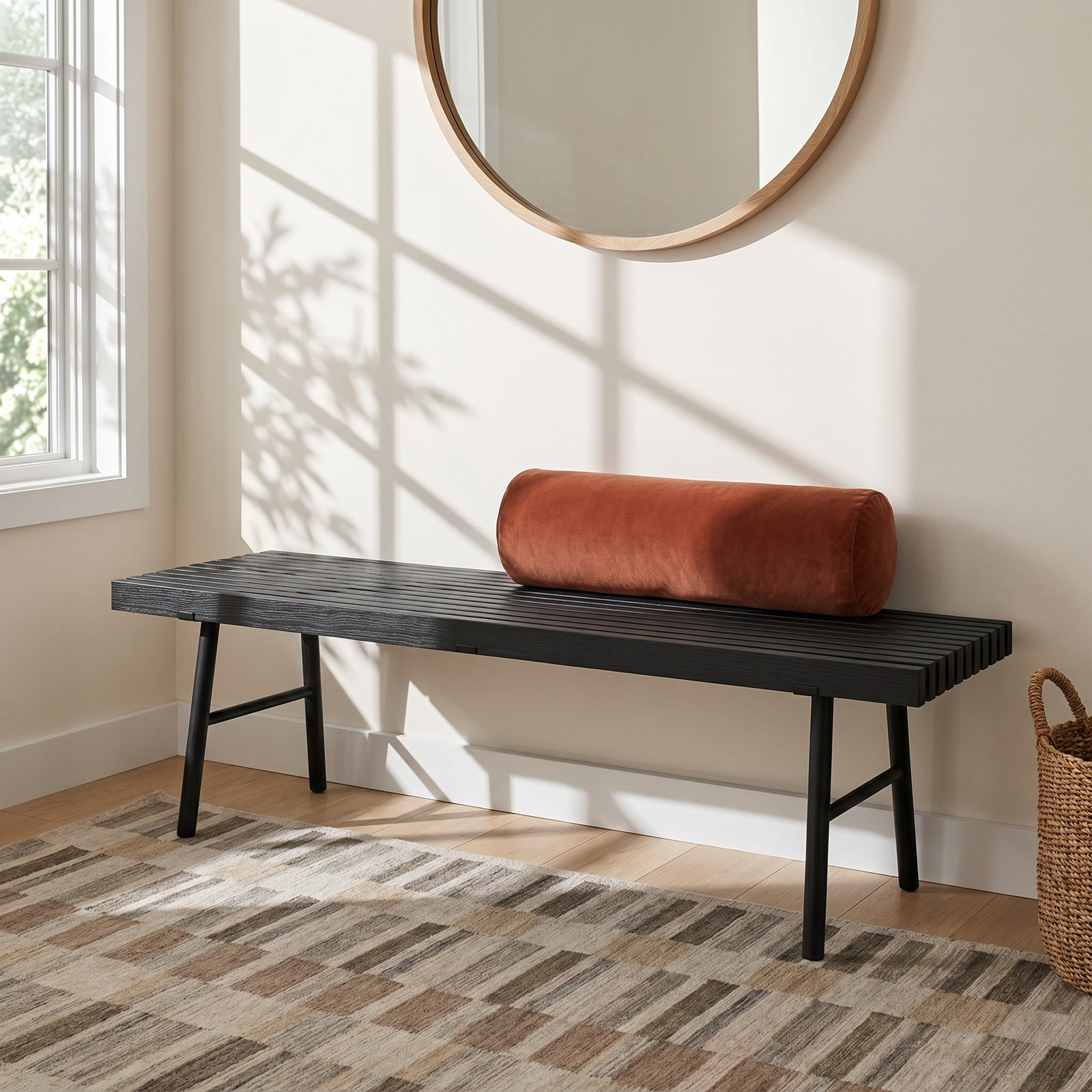 Modern Transit 48" Entryway Bench, Ash Black