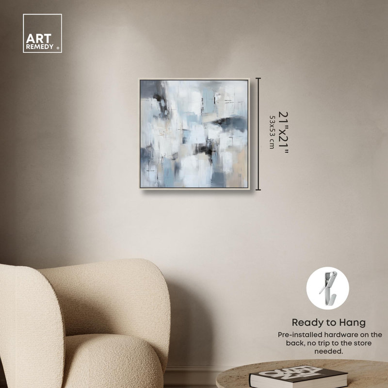 «Blue Yonder» par Art Remedy, H 21 po x l 21 po, Doré, Floater Frame
