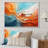 Teal Orange Bold Abstract Flow Collage I - Dams Wall Art-686945153-686945166