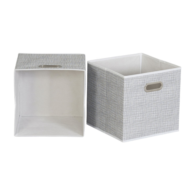 Bacs de rangement ouverts en tissu, Mélange blanc