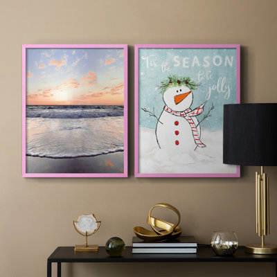 «Blush Dusk II», reproduction encadrée de qualité supérieure - prête à être accrochée - aucun clou requis - aucun clou requis
