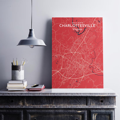 Charlottesville, carte de la ville, impression graphique