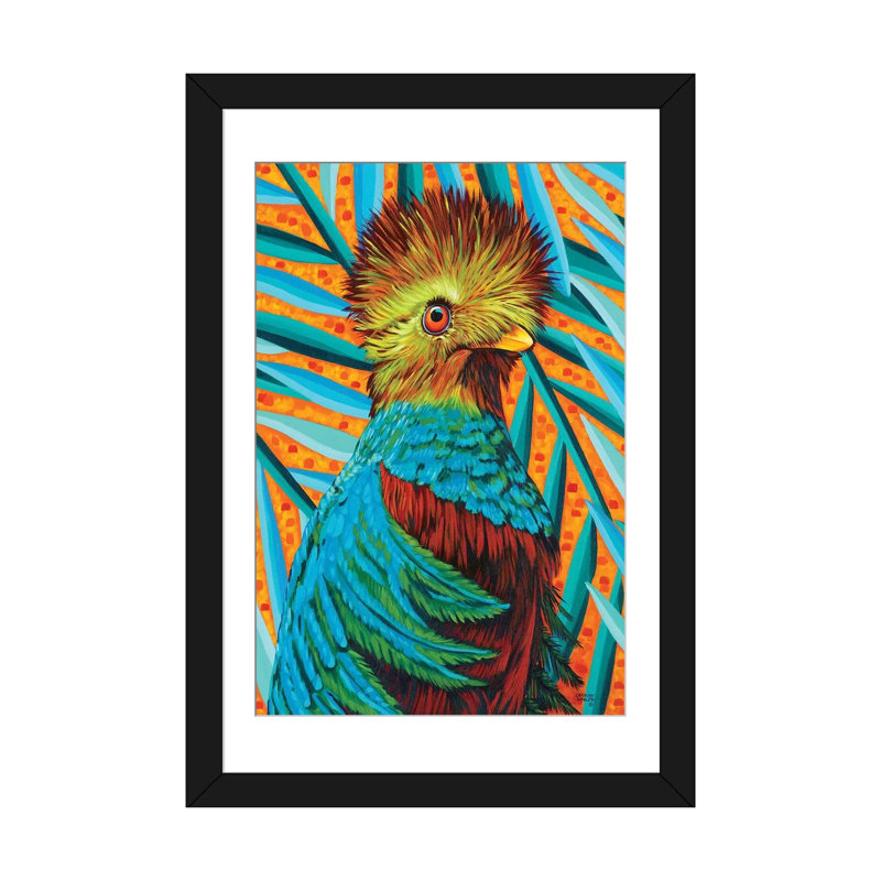 «Bird in the Tropics I», impression sur toile, H 24 po x l 16 po x P 1 po, Papier d'art encadré noir, Blanc