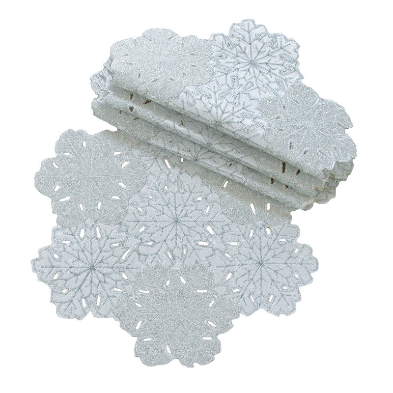 Shimmer Snowflake Polyester Doily, 16" L x 16" W