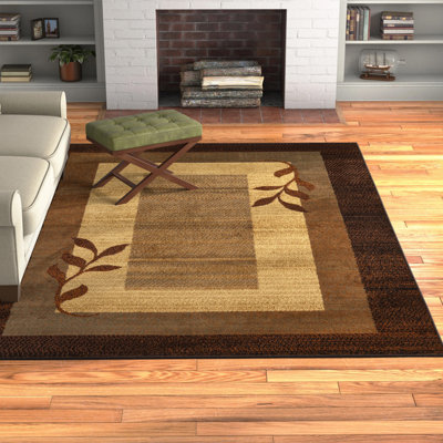 Royalty Clover Contemporary Geometric Border Area Rug, Brown/Blue