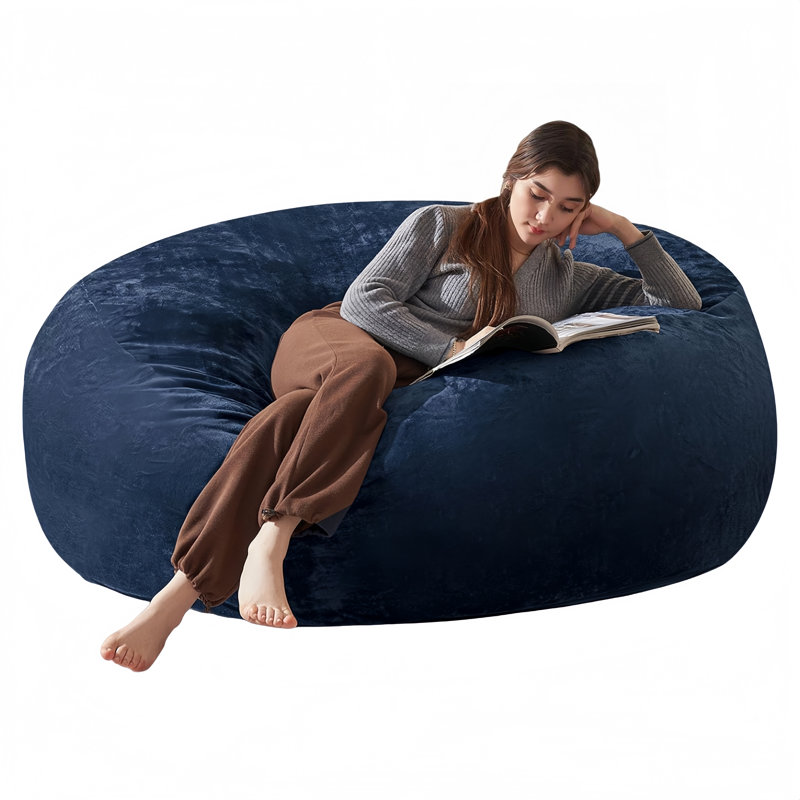 Bean Bag Chair, Memory Foam Filled, Large Beanbag Chairs For Adults And Teens, Soft Sofa With Removable Flannel Cover, Round Couch For Living Room Bedroom College Dorm