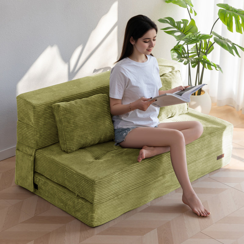 Canapé-lit Boneless, Vert, H 24 po x l 53 po x P 29,5 po