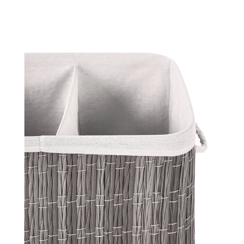 Fabric Laundry Basket, Grey, White