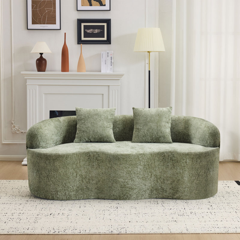 Canapé courbé avec accoudoirs arrondis, Vert