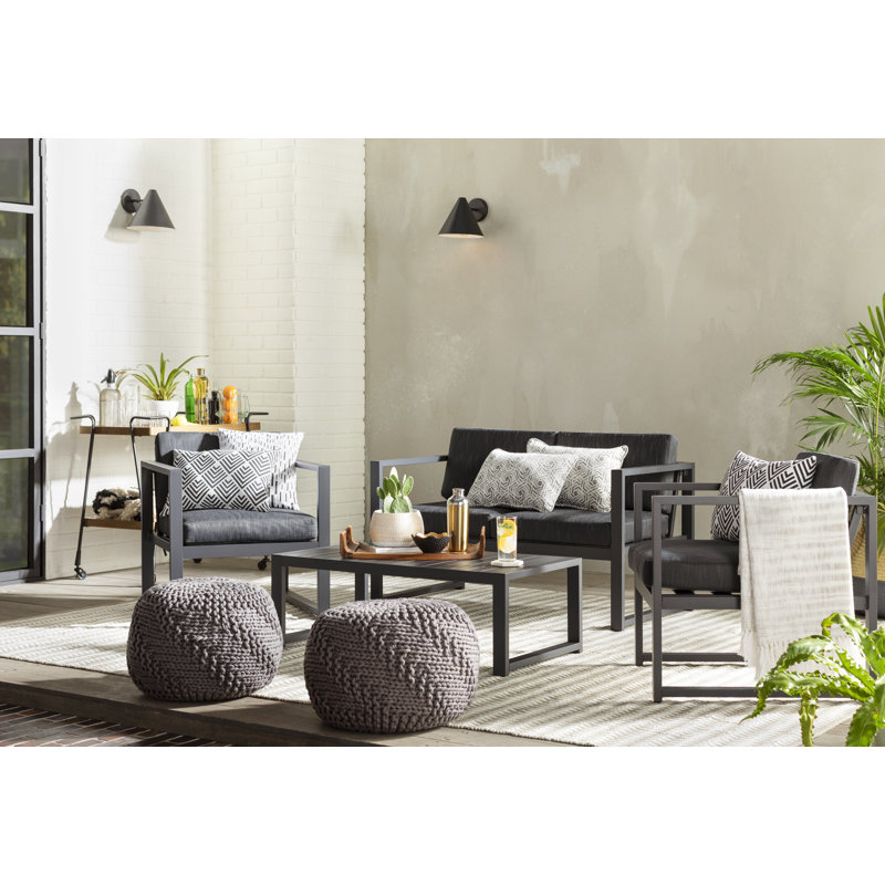 Black and White Geometric Polyester Rectangular Lumbar Pillow