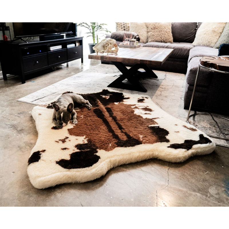 Animal Print Orthopedic Faux Fur Pet Bed, Large (55" W x 50" D x 2" H), Brown