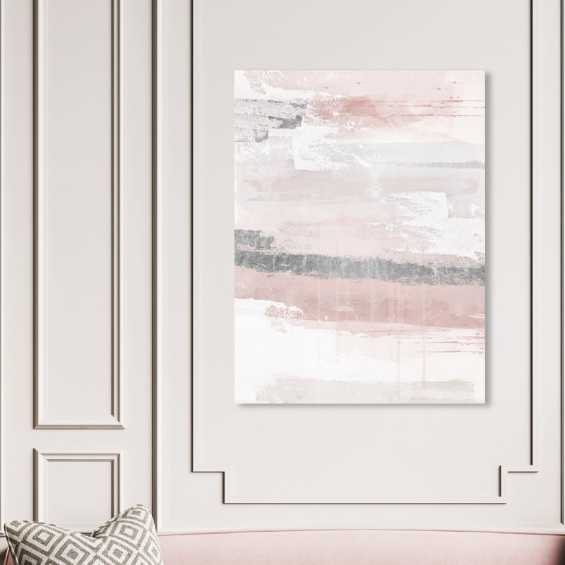Éléments sophistiqués rosés - peinture, Toile tendue, H 45 po x l 36 po