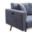 Causeuse 56,5 po en tissu de lin gris foncé avec poches de chargement USB et coussins