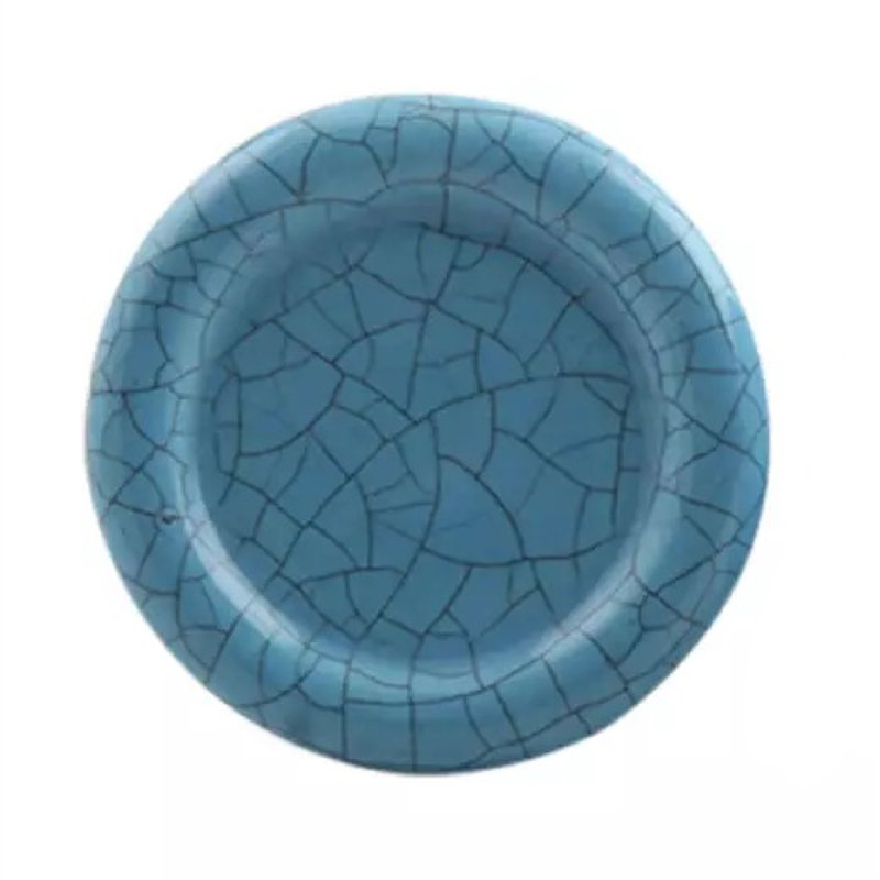 Set of 6 Turquoise Crackle Ceramic Knobs