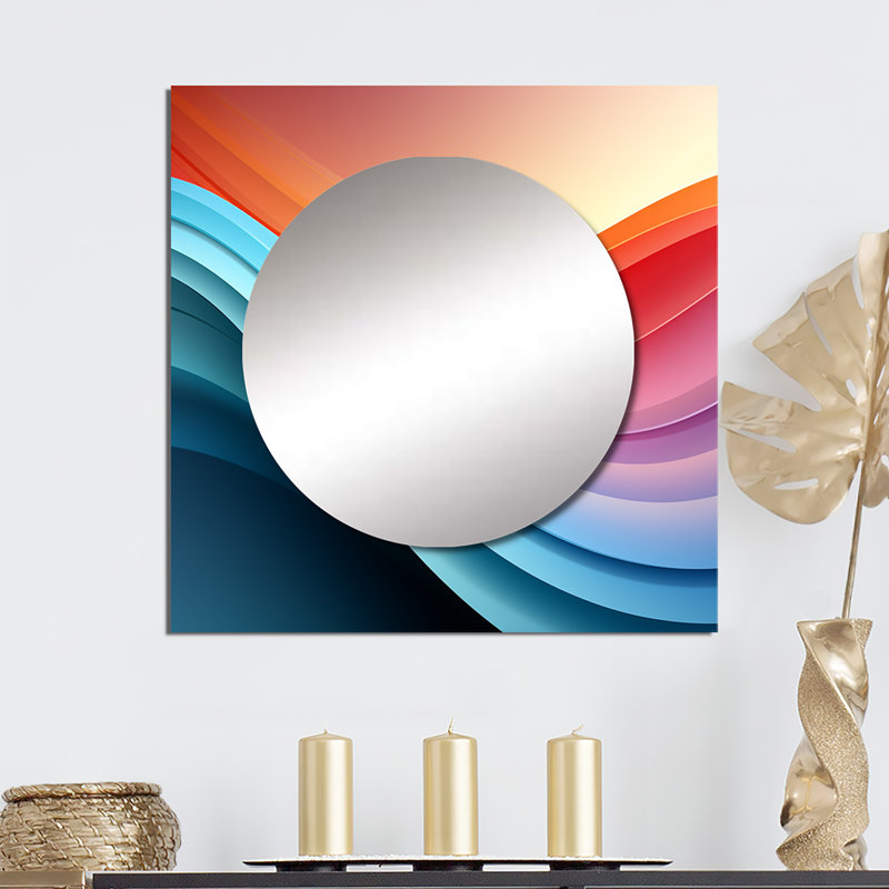 Lillianne - Abstract Shapes Square Living Room Wall Mirror Art, 23" x 23"
