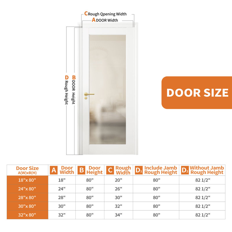Porte intérieure française 24 po x 80 po 1 Lite, porte en verre trempé givré pour porte-fenêtre garde-manger, porte intérieure à âme solide sans trousse de rangement, blanc