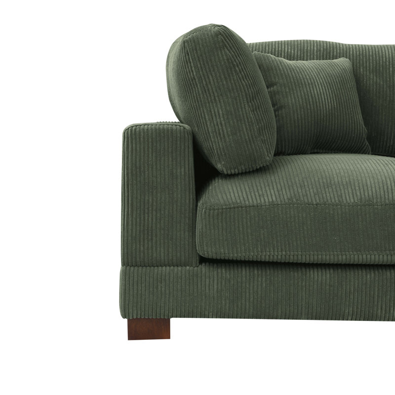 Middale Modular Sectional, Dark Green Corduroy