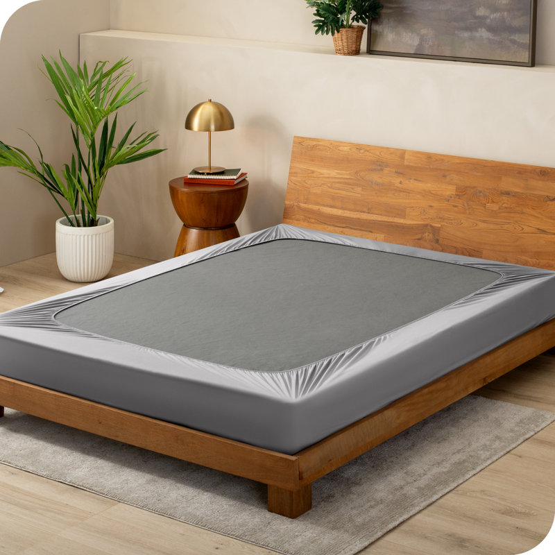 Housse de sommier enveloppante, Gris clair, Grand