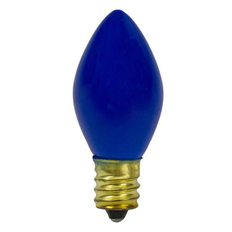 Ensemble de 4 ampoules bleues de remplacement C7 de Noël opaques - 2 po