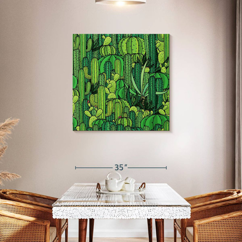 Harnek Green Cactus Pattern, 36" H x 36" W